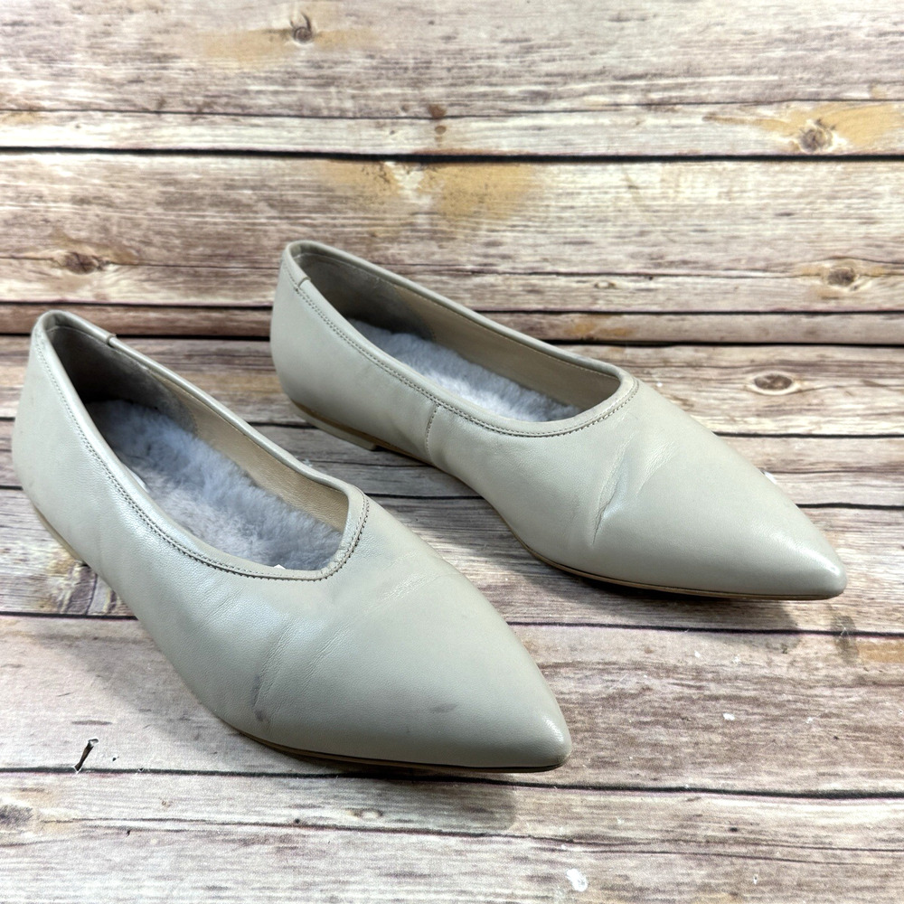 Country Road Womens Light Gray Leather Pointed Toe Flat Minimalist Shoes 9